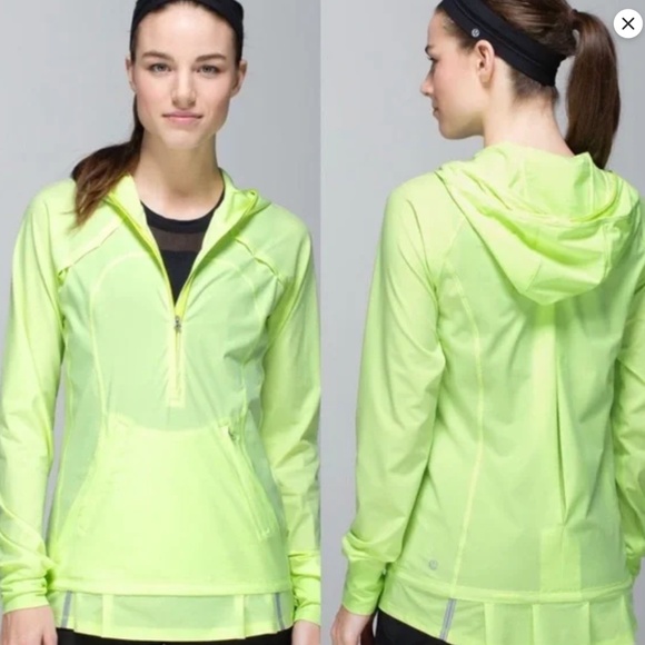 Lululemon Lightened Up Pullover Hooded Rain Clear Mint Neon READ - Picture 1 of 13